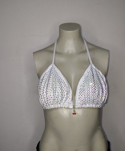 Top bikini pedrería blanco 
S/M